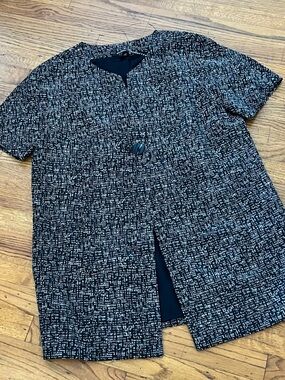 Ellen Tracy Black and White Textured Short-Sleeve Blazer